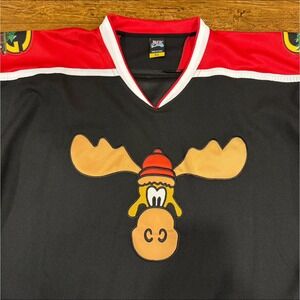 VTG PERC30 Black Griswold Moose Christmas Vacation Movie Hockey Jersey Men's XL